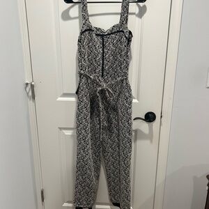 Banana Republic Navy and White Patterned Jumpsuit